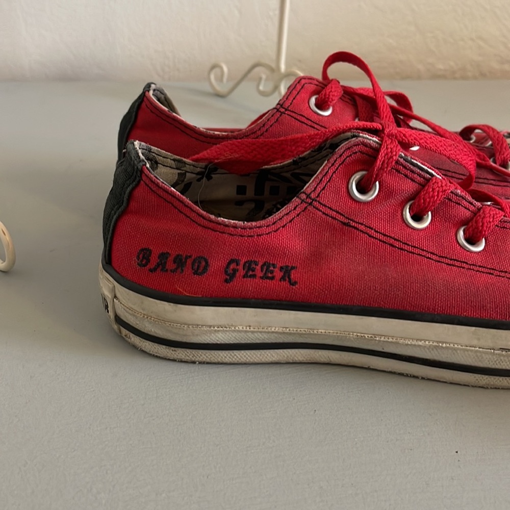 Custom “Band Geek” Red And White Converse (Size 6) - image 2